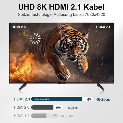 WTPGTI 8K HDMI Glasfaserkabel 15 m, HDMI 2.1 AOC 48 Gbit/s