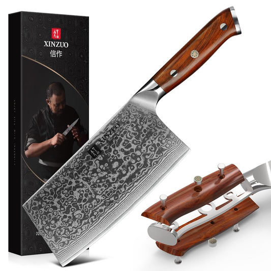 XINZUO Yu Serie chinesisches Kochmesser - Damaststahl 18cm