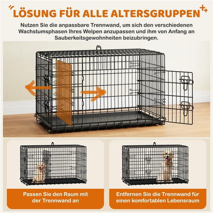 Yaheetech Hundekäfig klappbar XL mit Trennwand – Schwarz