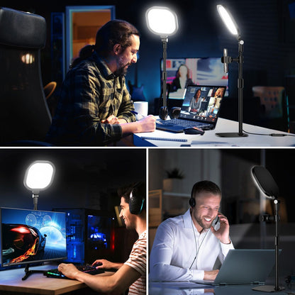 LitONES LED Ringlicht Schreibtischlampe dimmbar mit Stativ