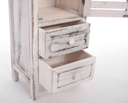 Mendler Kommode Schrank Shabby-Look Weiss 90x30x25cm