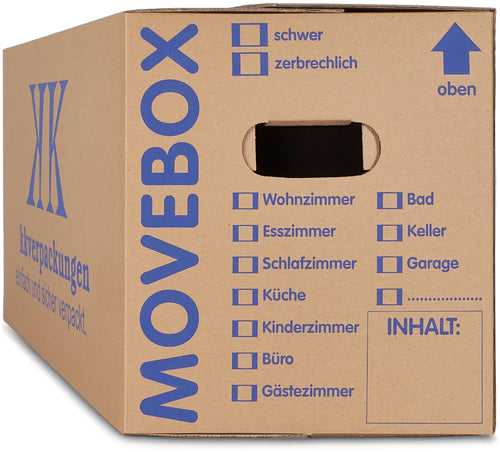 KK Verpackungen Movebox Umzugskartons zweiwellig, 25 Stück, braune Wellpappe