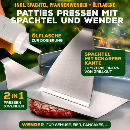 Blumtal Plancha Grill Set Gasgrill - 30x40 cm Edelstahl