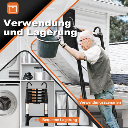 HBTower 3,2m Teleskopleiter Aluminium - Haken Schwarz