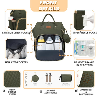 ROSEGIN Wickelrucksack gross – Baby Wickeltasche mit Wickelunterlage