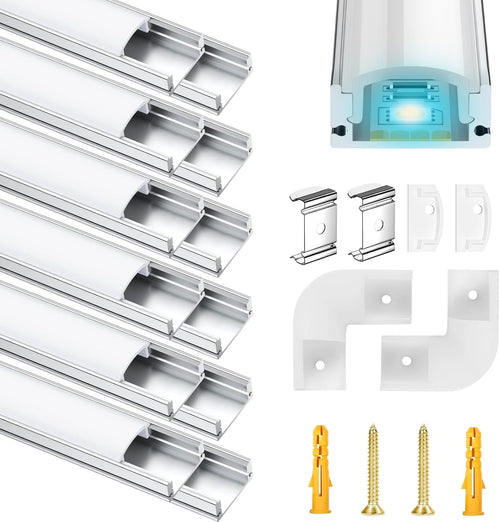 Molfanco LED Aluminiumprofil U-Profil silber 12 x 1 m mit Abdeckung