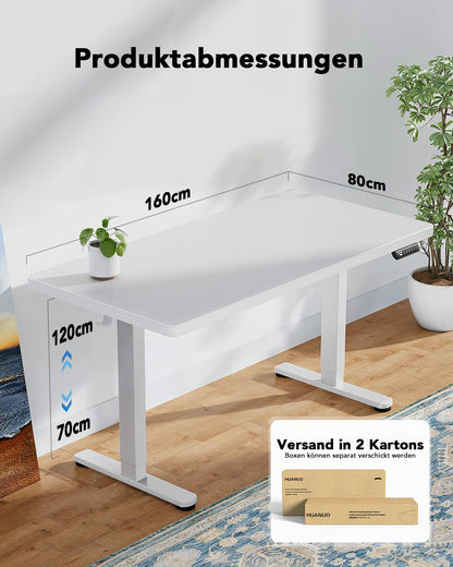 HUANUO Steh-Sitz-Schreibtisch Elektrisch Höhenverstellbar 160x80 cm