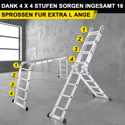 Herrselsam Multifunktionsleiter 4x4 470CM Alu Räder
