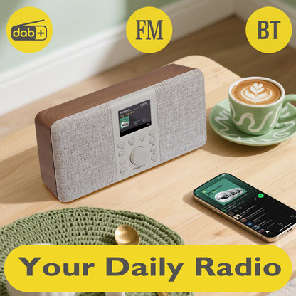 MangoKit MD5 Stereo DAB+ Radio mit Bluetooth, Farbdisplay, Walnuss