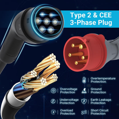 Tera W01 Wallbox EV Ladegerät Typ 2, 11 kW, 16 A, 7 m Kabel, App