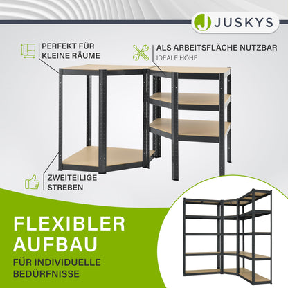 Juskys 3er Metall Regalsystem Basic – Schwerlastregal Grau