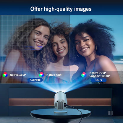 SmartView 4K FHD Mini Beamer Tragbarer Projektor - 180° Drehbar