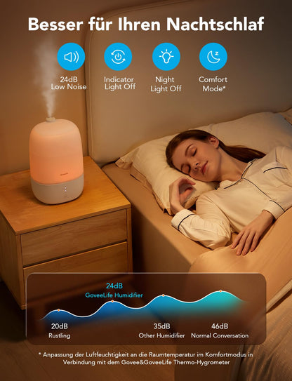GoveeLife Smart Luftbefeuchter H7140, 3L Ultraschall mit Nachtlicht
