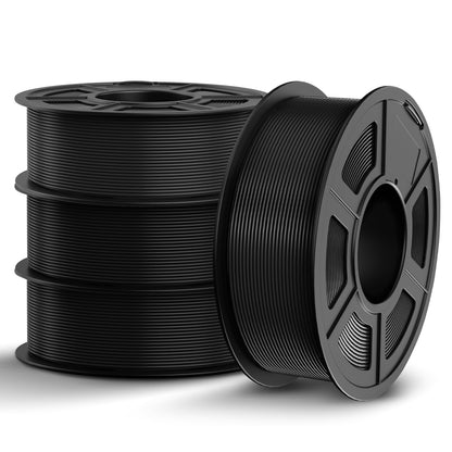 TECBEARS PLA Filament 1.75mm Schwarz, 4x 1kg Spulen für 3D Drucker, schwarze Filamentspulen vakuumverpackt