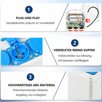 Warmfay Baustromverteiler – 4x Schuko, 2x CEE 16A, 1x CEE 32A IP67