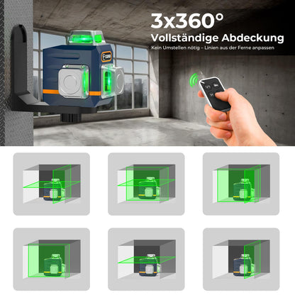 CIGMAN Kreuzlinienlaser CM701T 3x360 Grad mit 1,2 m Aluminium-Stativ