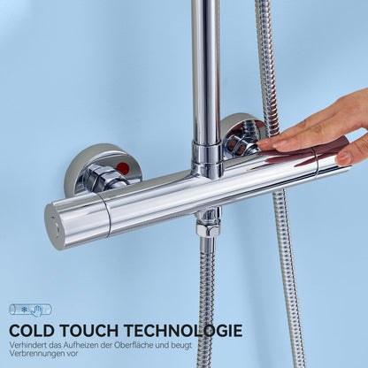 Auralum Thermostat Duschsystem mit Verbrühschutz – 25x25cm Regendusche