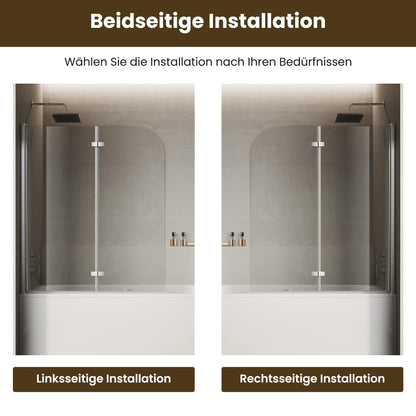 SONNI Badewannenfaltwand Duschwand 120x140 cm, 2-teilig, 6 mm ESG