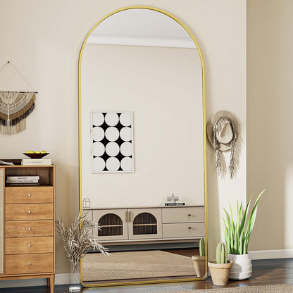 Koonmi Gewölbter Top Ganzkörperspiegel 76x171cm - Gold. Ideal zur Kontrolle des gesamten Outfits.