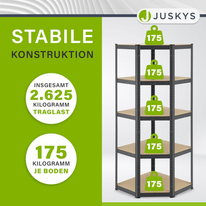 Juskys 3er Metall Regalsystem Basic – Schwerlastregal Grau