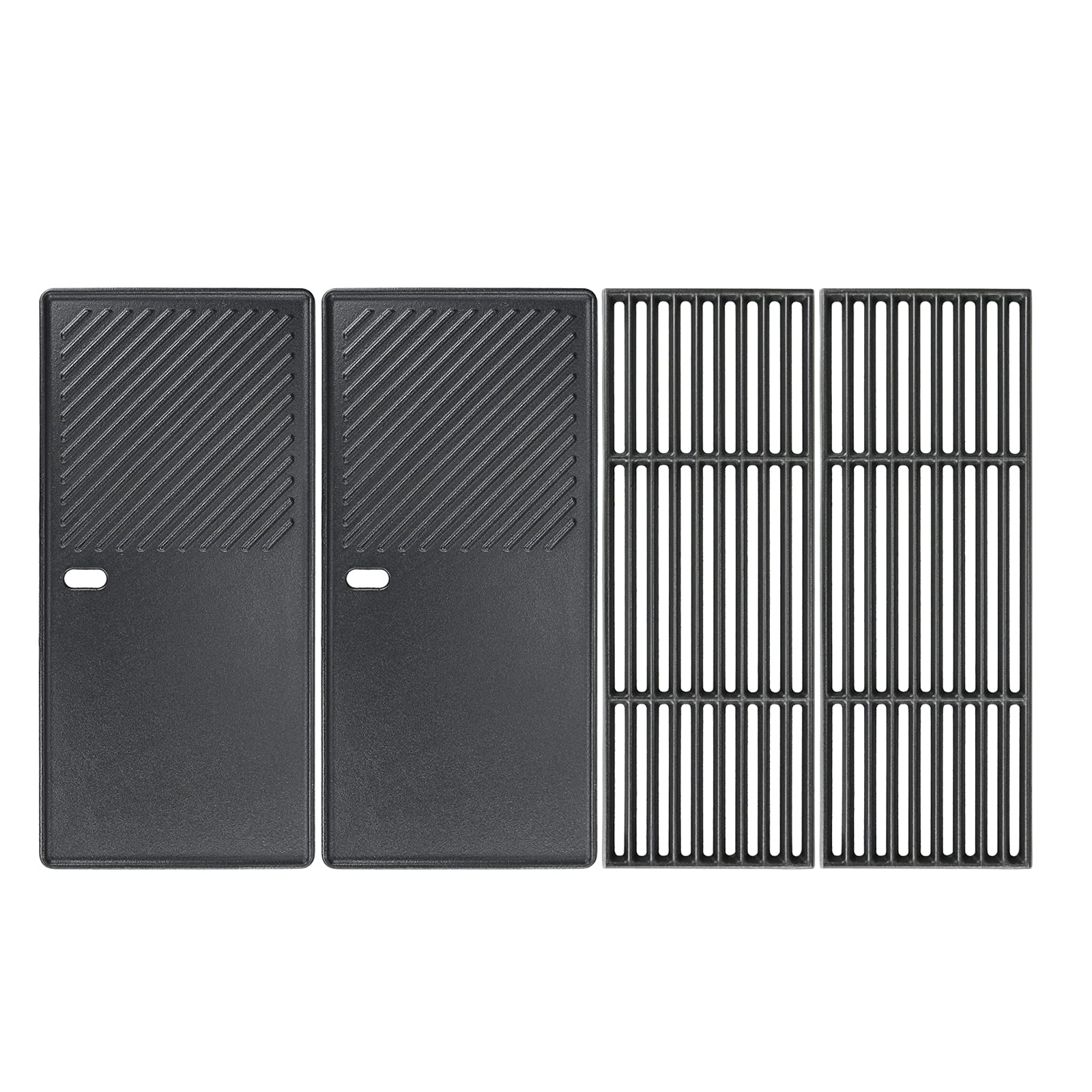 GFTIME Gusseisen Grillrost und Grillplatte Set 43 x 72,5 cm – zwei Roste und zwei Platten aus emailliertem Gusseisen