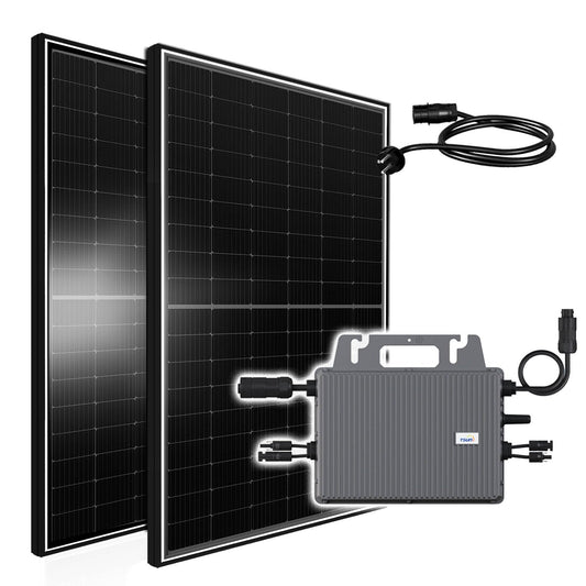 Tsun 1170W PV Komplettset Balkonkraftwerk - 2x 450W Bifazial Black. Mit 2 schwarzen Solarmodulen zur Balkon-Energieerzeugung.