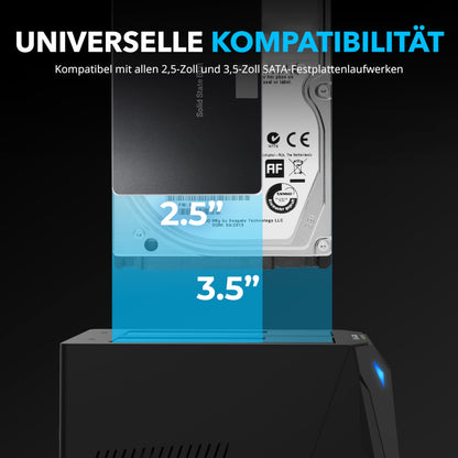 SABRENT EC-HD2B 2-Bay Festplatten-Dockingstation USB A 2,5/3,5 Zoll