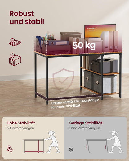 VASAGLE Eckschreibtisch L-Form mit Ablage, 110 x 80 cm, vintagebraun