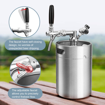 TMCRAFT 5L Minifass Growler Edelstahl-Druckfass System mit Hahn