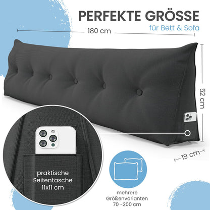 ELONEO Rückenkissen Lesekissen Keilkissen für Bett Sofa - 180 cm