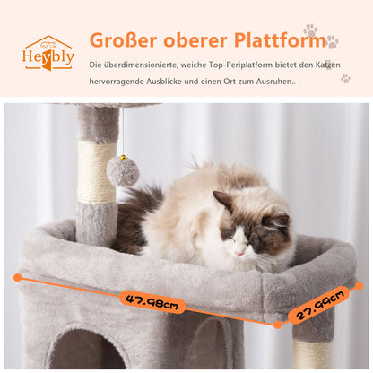 Heybly HCT036W Mehrstöckiger Kratzbaum – 178 cm hoch, hellgrau