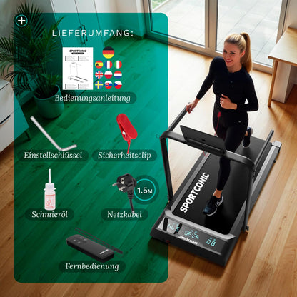 Sportconic Laufband P106FA – klappbares Walking Pad mit Steigung