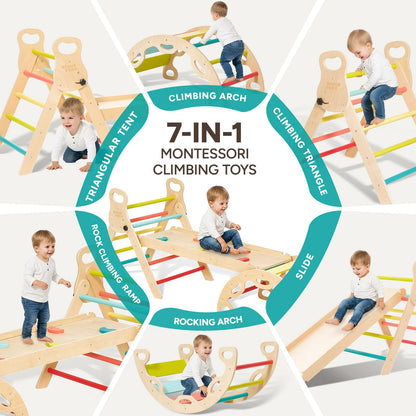 Giant bean Kletterdreieck Indoor 5-in-1 Montessori – Regenbogen S