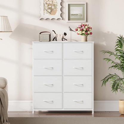 Somdot Kommode FD107 mit 8 Stoffschubladen, Schubladenschrank weiss
