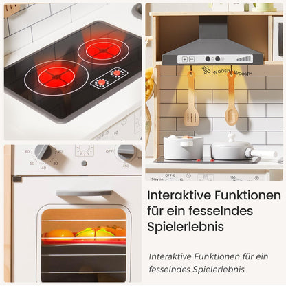 Tiny Land Kinderküche aus Holz mit Licht & Sound, 18-teilig, weiss