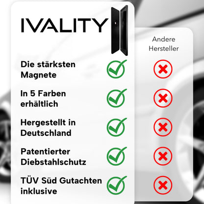 Ivality Magnet Kennzeichenhalter rahmenlos für 2 Kennzeichen
