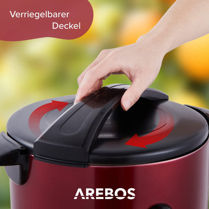 Arebos Glühweinkocher Heissgetränkespender - 6.8 L Rot