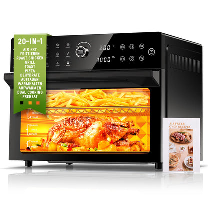 cookwise Heissluftfritteuse XXL 30L Minibackofen mit Umluft, 1800 W, Edelstahlgehäuse mit Sichtfenster