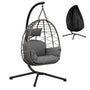 GarveeHome Hängesessel mit Gestell, PE-Rattan, bis 150 kg, Grau, inklusive Sitzpolster