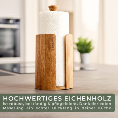 WALDWERK Küchenrollenhalter aus Eichenholz, stehend, plastikfrei