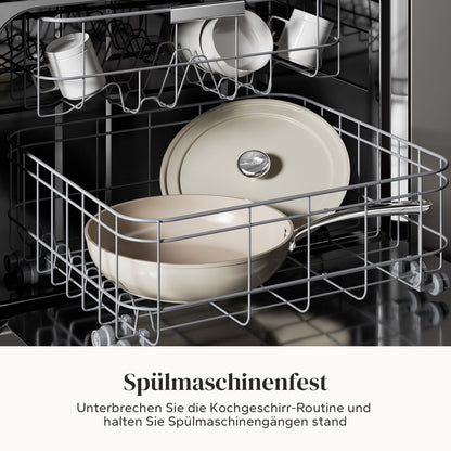 Redchef Bratpfanne 28cm Keramik Antihaft mit Deckel – Beige