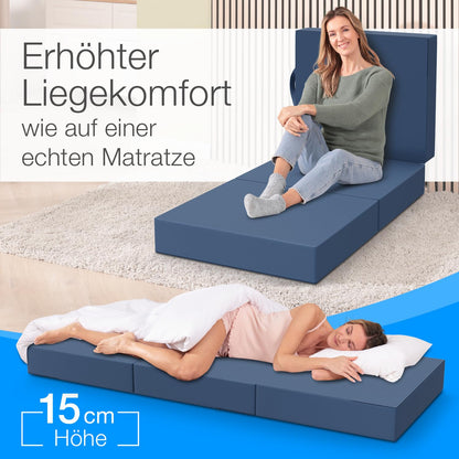 ELONEO Klappmatratze Gästematratze - Blau 75x195x15cm
