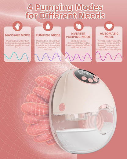 SeyYega Elektrische Milchpumpe Handsfree, 4 Modi, 12 Stufen, Rosa