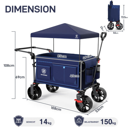 EVER ADVANCED XXL Bollerwagen faltbar – 225L, 150kg, breite Räder