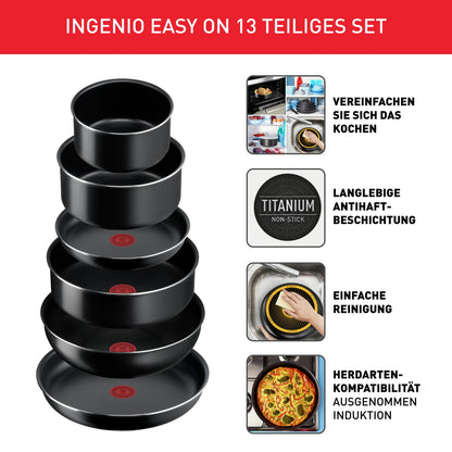 Tefal Ingenio Easy On Topf & Pfannenset 13-tlg. mit abnehmbarem Griff