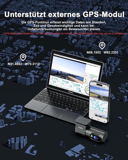 Avylet 4K+1080P Dashcam Dual Auto Kamera - Mini 5GHz Wi-Fi