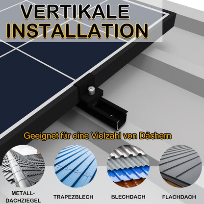 Sorlpv PV Halterung Montageset für 4 Solarmodule, 30–35 mm, schwarz