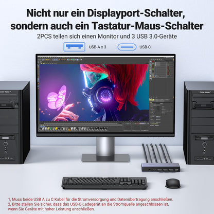 UGREEN Displayport KVM Switch 8K@60Hz DP 1.4 4-Port USB 3.0