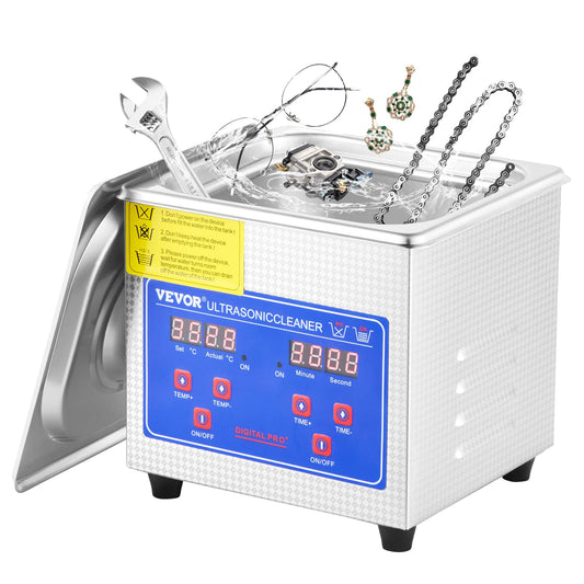 Vevor JPS-60A Ultraschall-Reinigungsmaschine digital - 15L. Rechteckiges Edelstahlgerät mit Digitalanzeige reinigt Präzisionsteile, Werkzeuge, Schmuck.