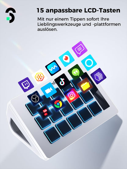 SOOMFON Stream Controller Deck – Weiss für Streaming & Editing